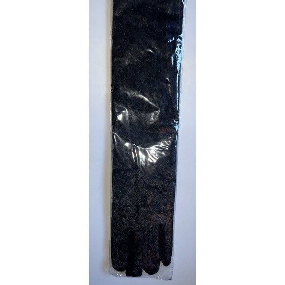 Black Velvet Opera Gloves Long Formal Costume Accessory One Size - Picture 3 of 5